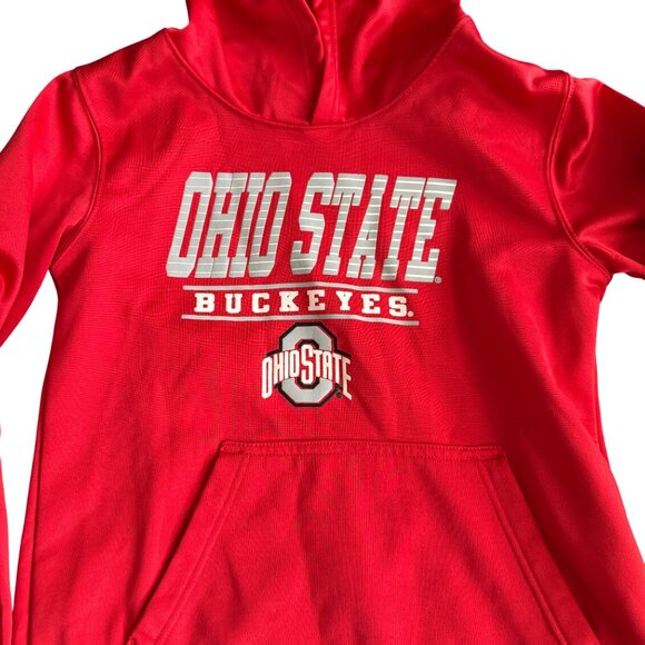 Ohio State Buckeyes Red Hooded Sweatshirt Youth L 14/16 Gen2 Polyester - Picture 2 of 5